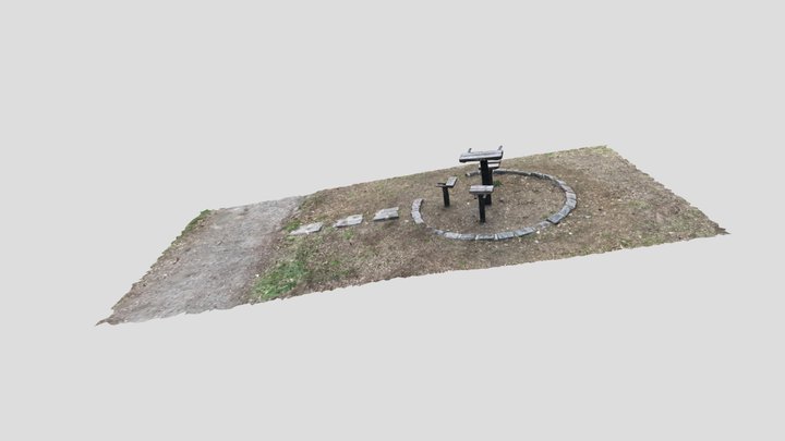 Unos Banquitos Plaza - Objeto grande espacio 3D Model