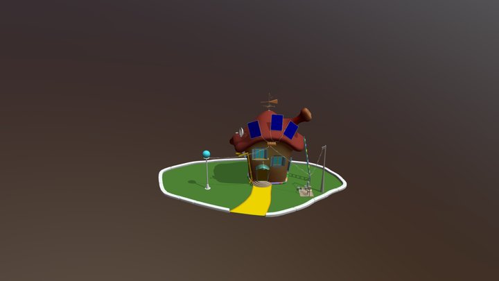 cartoon house -2 . vertex texture color 3D Model