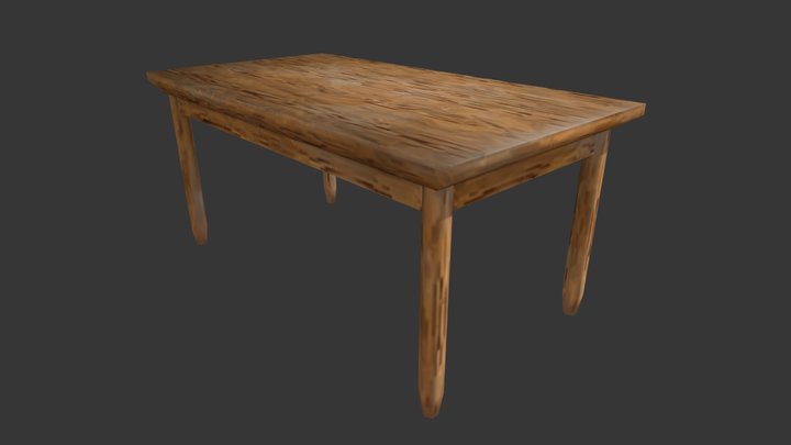 PSX Wooden Table 3D Model