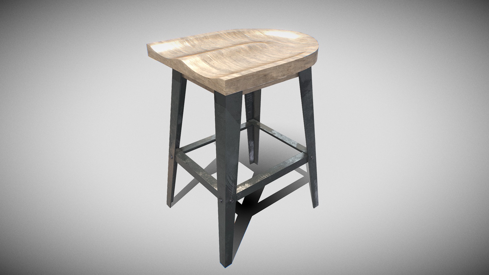 3D model Bar Chair 03 - This is a 3D model of the Bar Chair 03. The 3D model is about a wooden chair with a table.