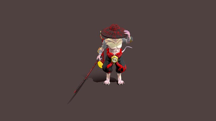 The cat is a samurai 3D Model