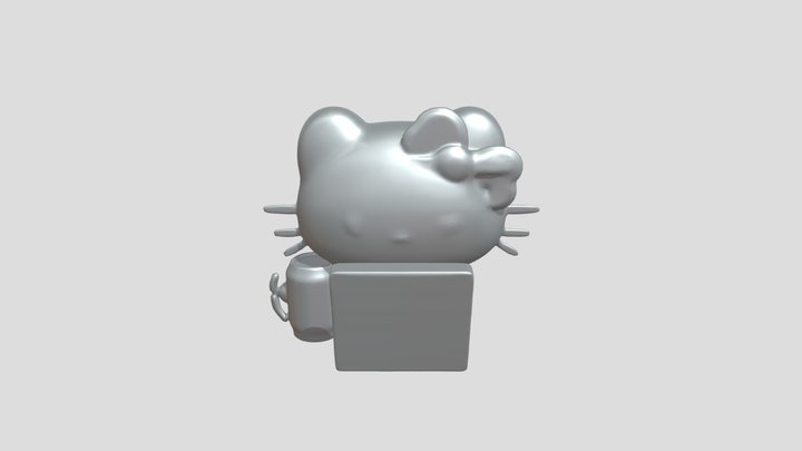 Hello Kitty using a laptop 3D Model