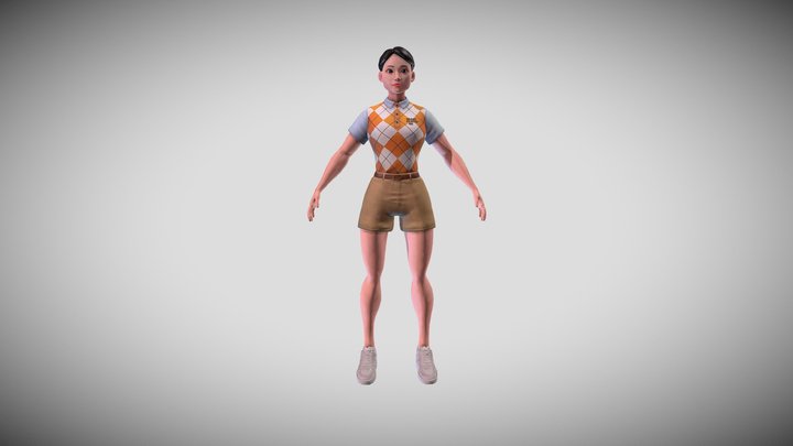Stylized Cute Girl Character - Low Poly Ready 3D Model