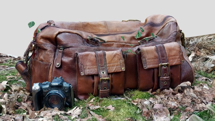 Leather bag and camera 3D Model