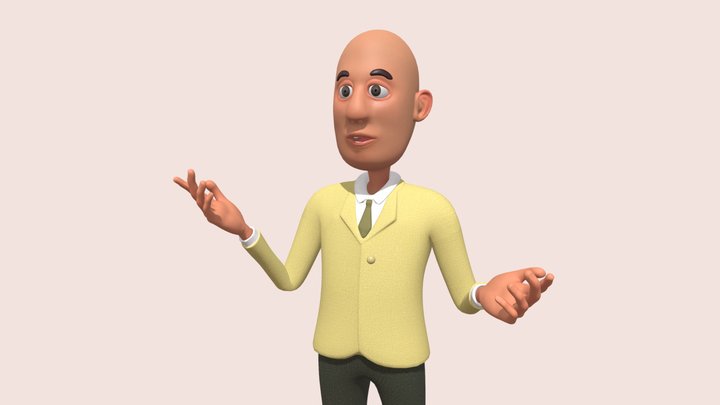Guy Newsman a bald newscaster 3D Model
