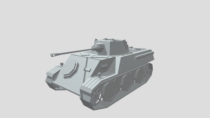 Low-poly Leopard German Tank 3D Model