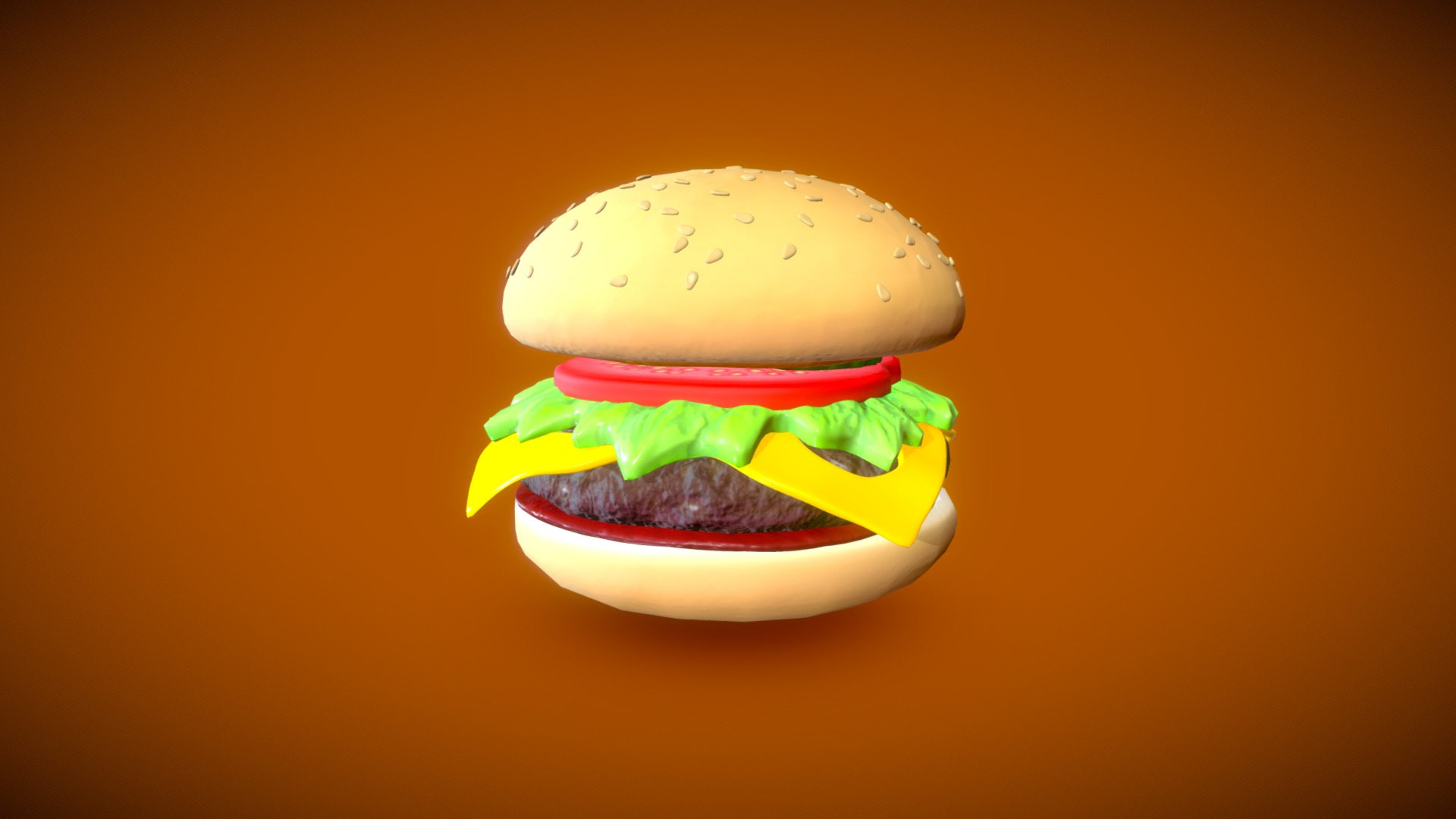 3D model Burger - This is a 3D model of the Burger. The 3D model is about a hamburger with lettuce and tomato.