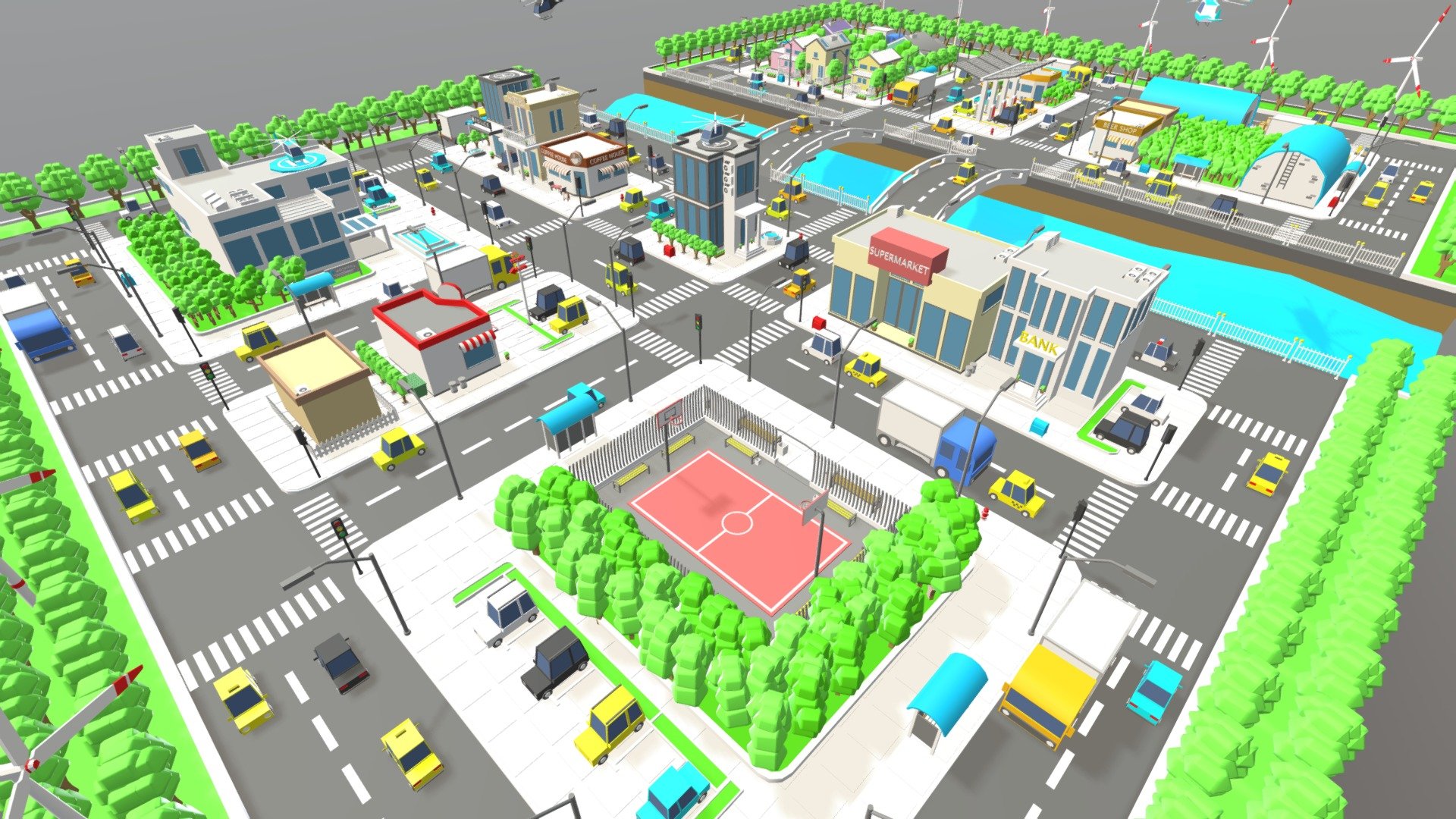 Low Poly City - 3D Model By Free Models (@suveer__10) [cf52ef3] - Sketchfab