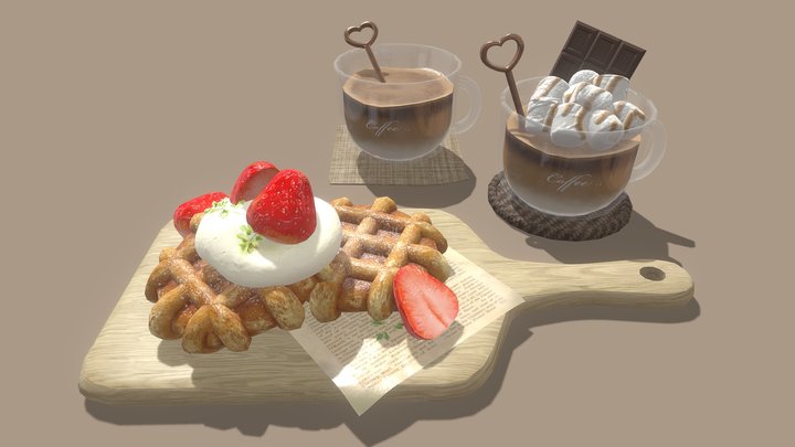 Waffle set 3D Model