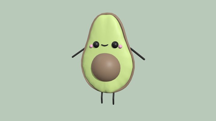 Cute avocado 3D Model