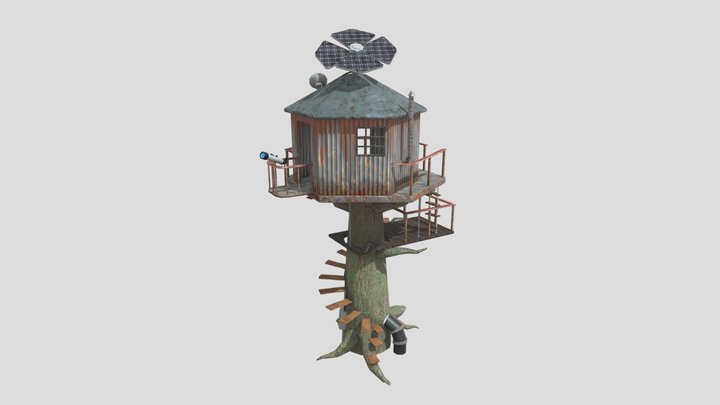 Abandoned mechanical tree house 3D Model