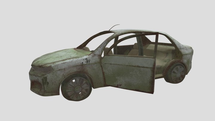 Post Apocalypse Damaged Car 3D Model