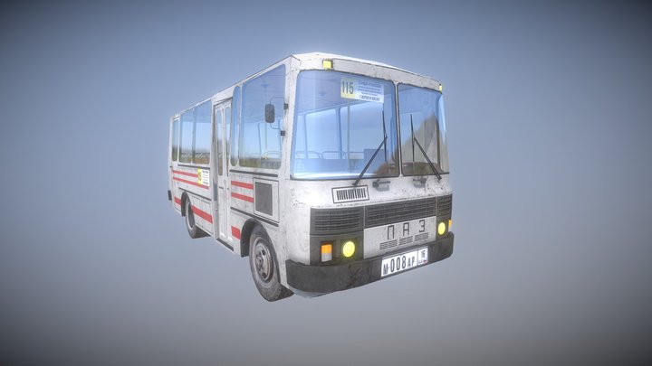 PAZ-3205 Russian Bus LOW POLY MODEL 3D Model