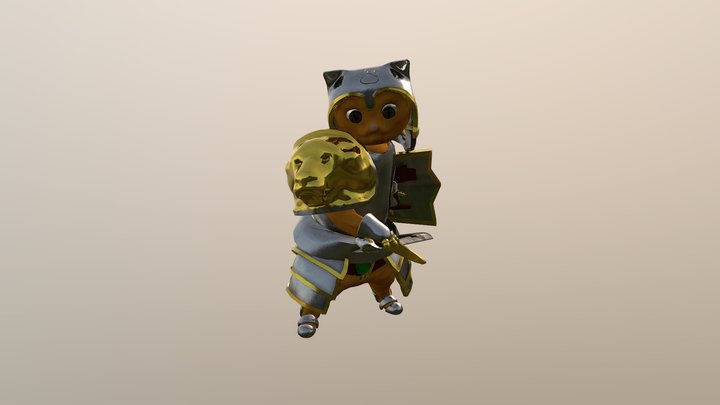 Kitten Warrior 3D Model