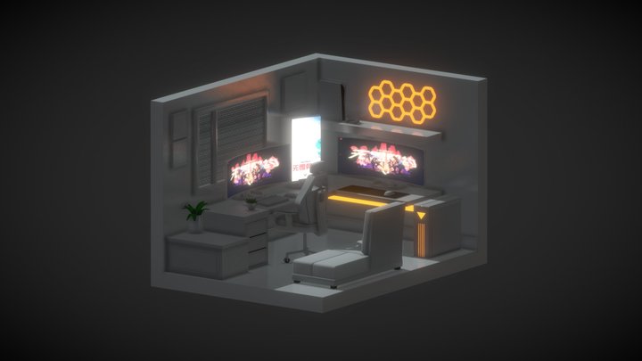 Iso-metric Gaming room 3D Model