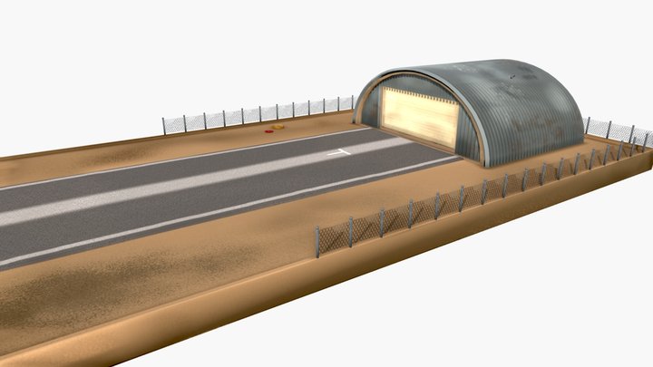 Runway and Hangar 3D Model