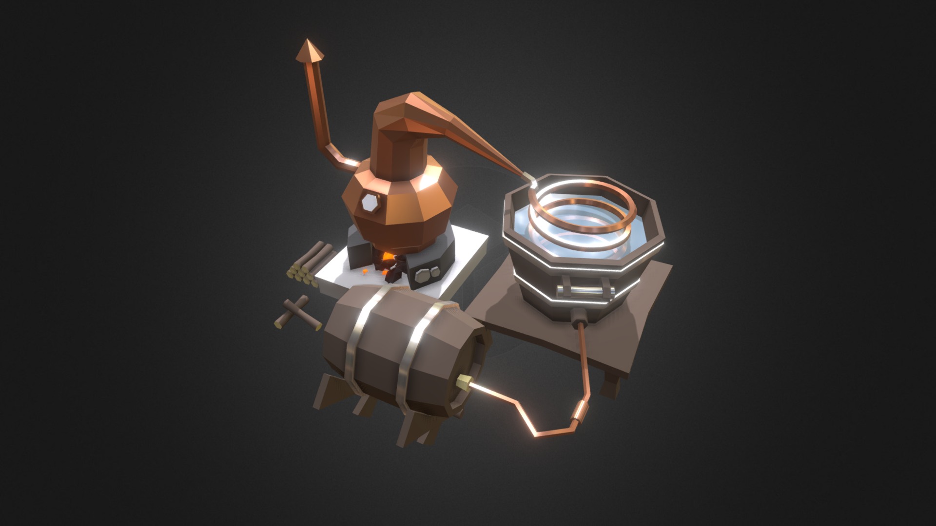 3D model Alcohol Distiller - This is a 3D model of the Alcohol Distiller. The 3D model is about a robot with a light.