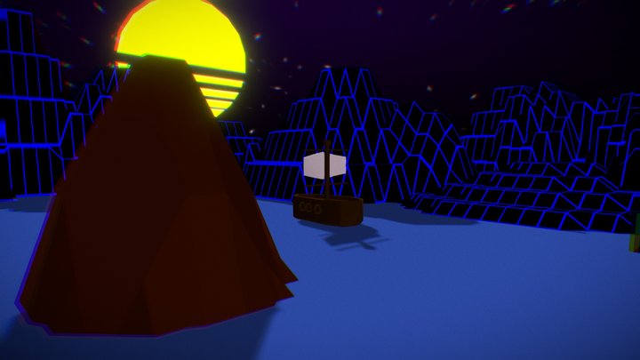 Pirate Ship Goes Wrong in a Vaporwave world 3D Model