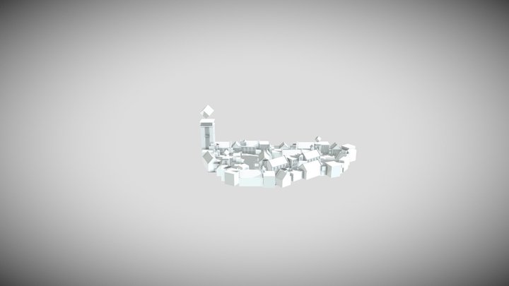 Monochrome Fantasy City 3D Model