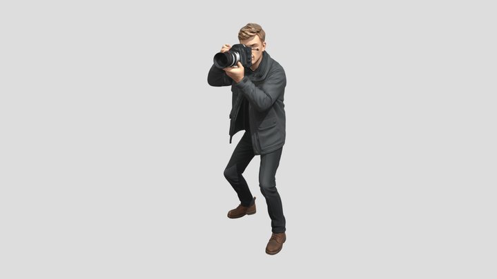 Focused Photographer in Action – Kostenloses 3D-Modell STL