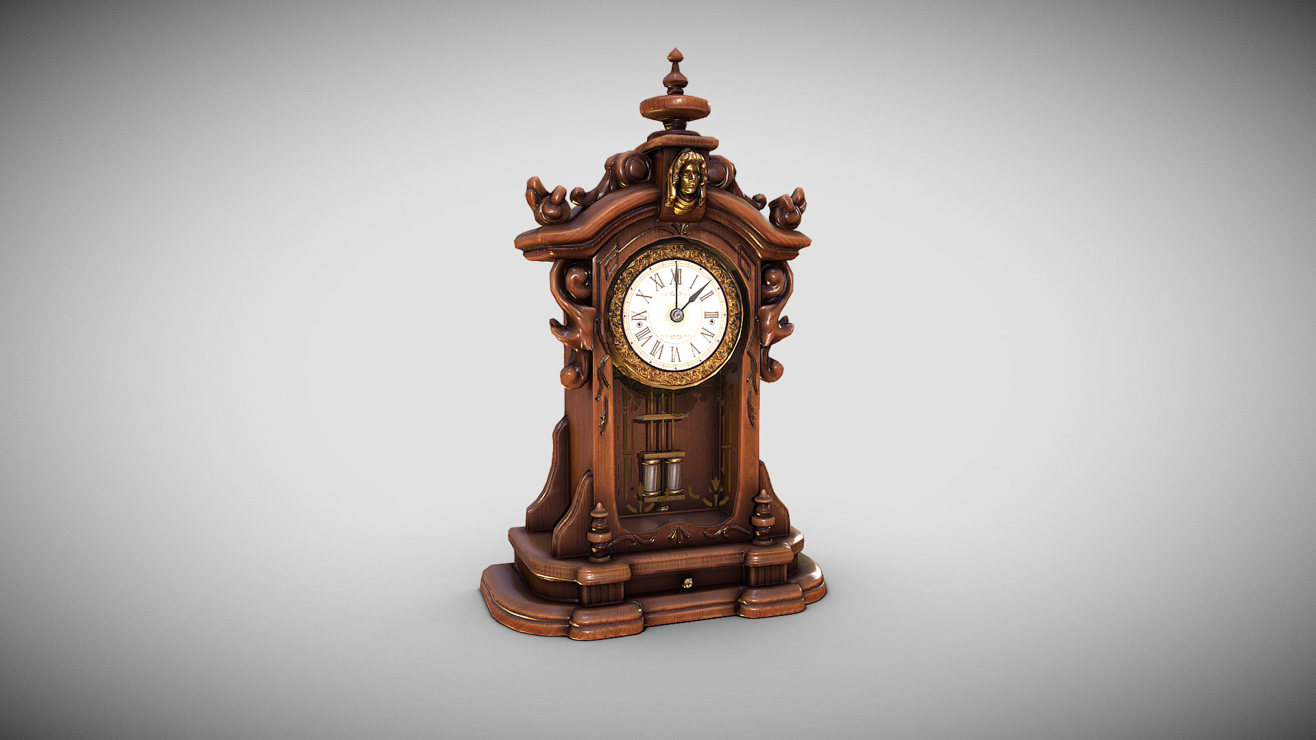 3D model Antique Clock - This is a 3D model of the Antique Clock. The 3D model is about a clock on a stand.