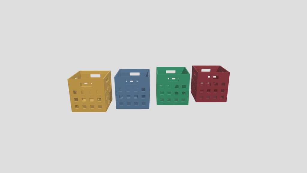 Ensemble de Caisses de Fruits Low-Poly