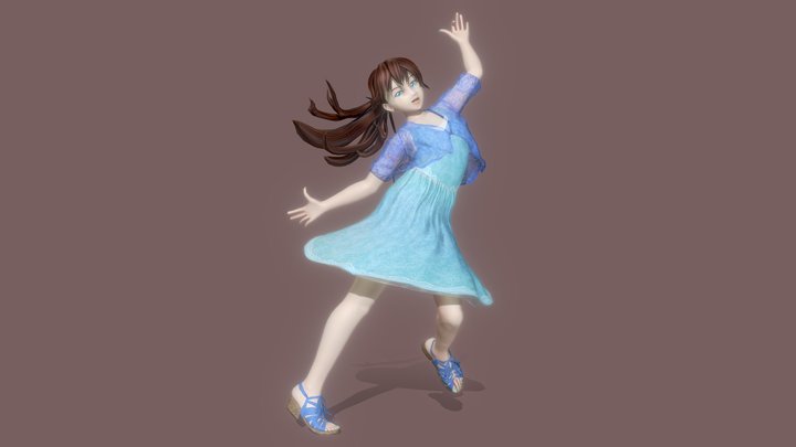 One-piece dress girl 3D Model