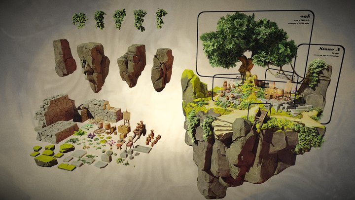 Game art environment props - pack 1 3D Model