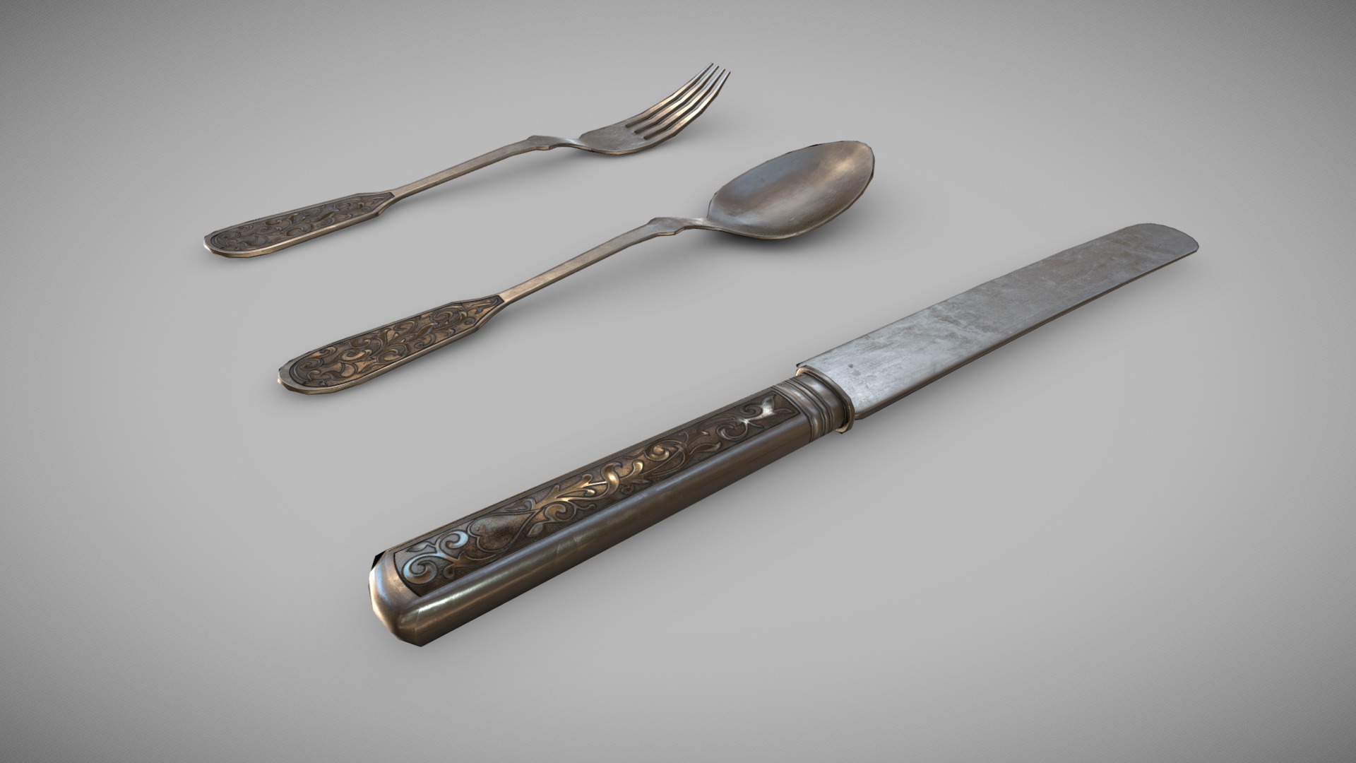 3D model Dining Tools - This is a 3D model of the Dining Tools. The 3D model is about a set of silverware.