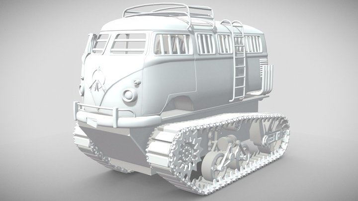 VW Camper with Tank Tracks – Gratis 3D-model STL