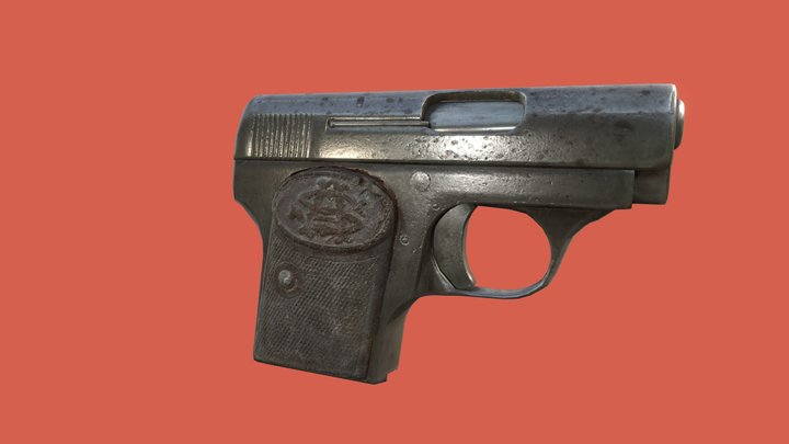 Vintage 6.35 handgun - (Low-poly/Animated) 3D Model