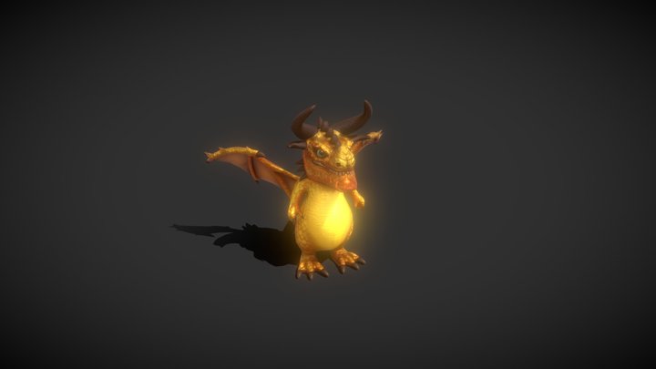 Cartoon Topaz Dragon Animated 3D Model 3D Model