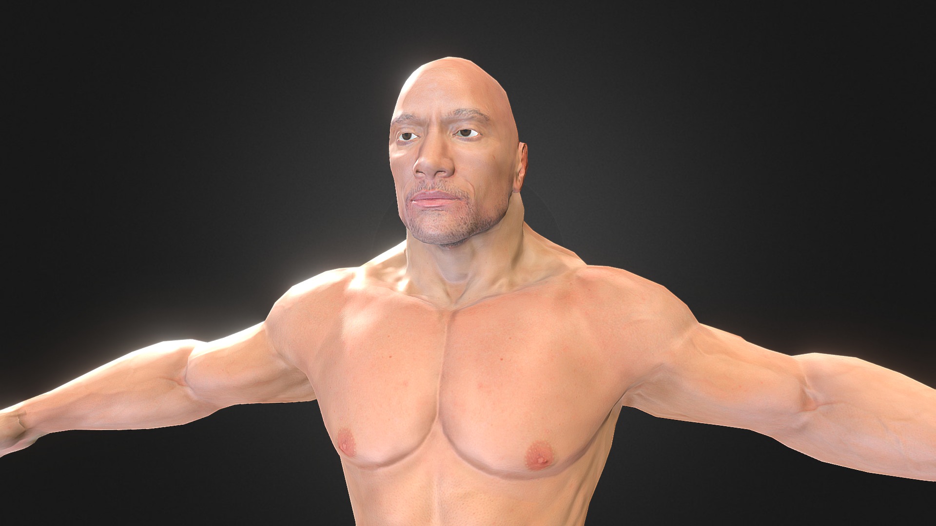 3D model Rock - This is a 3D model of the Rock. The 3D model is about a person flexing the muscles.