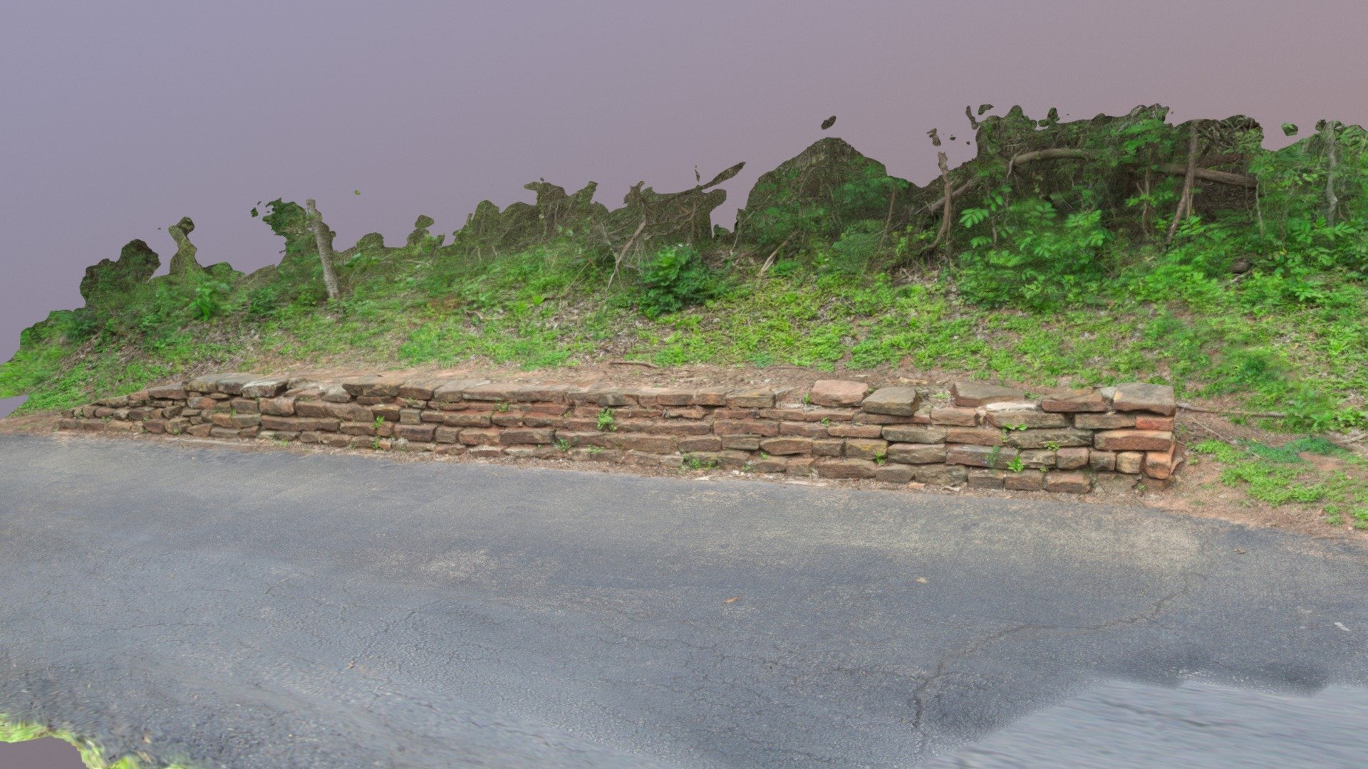 Small rockwall by roadside