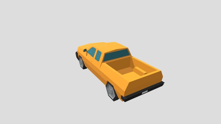 Lowpoly-Esque Yellow Pickup Truck 3D Model