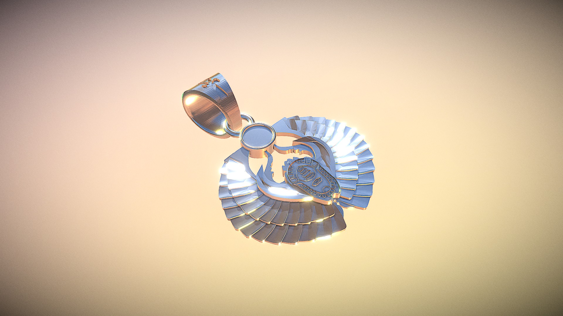 3D model Jewelery – scarabeus - This is a 3D model of the Jewelery - scarabeus. The 3D model is about a circular object with a light on it.