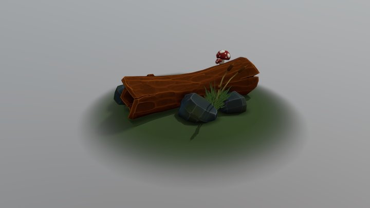 Stylized Fallen Log 3D Model