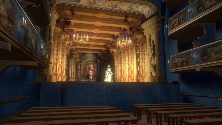 The Theatre In Tapestry Hall, Antwerp, ca.1746 3D Model