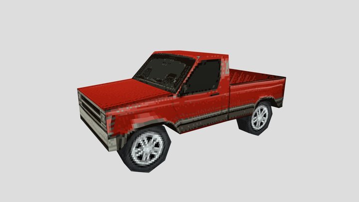 PSX Low-Poly Red Truck 3D Model