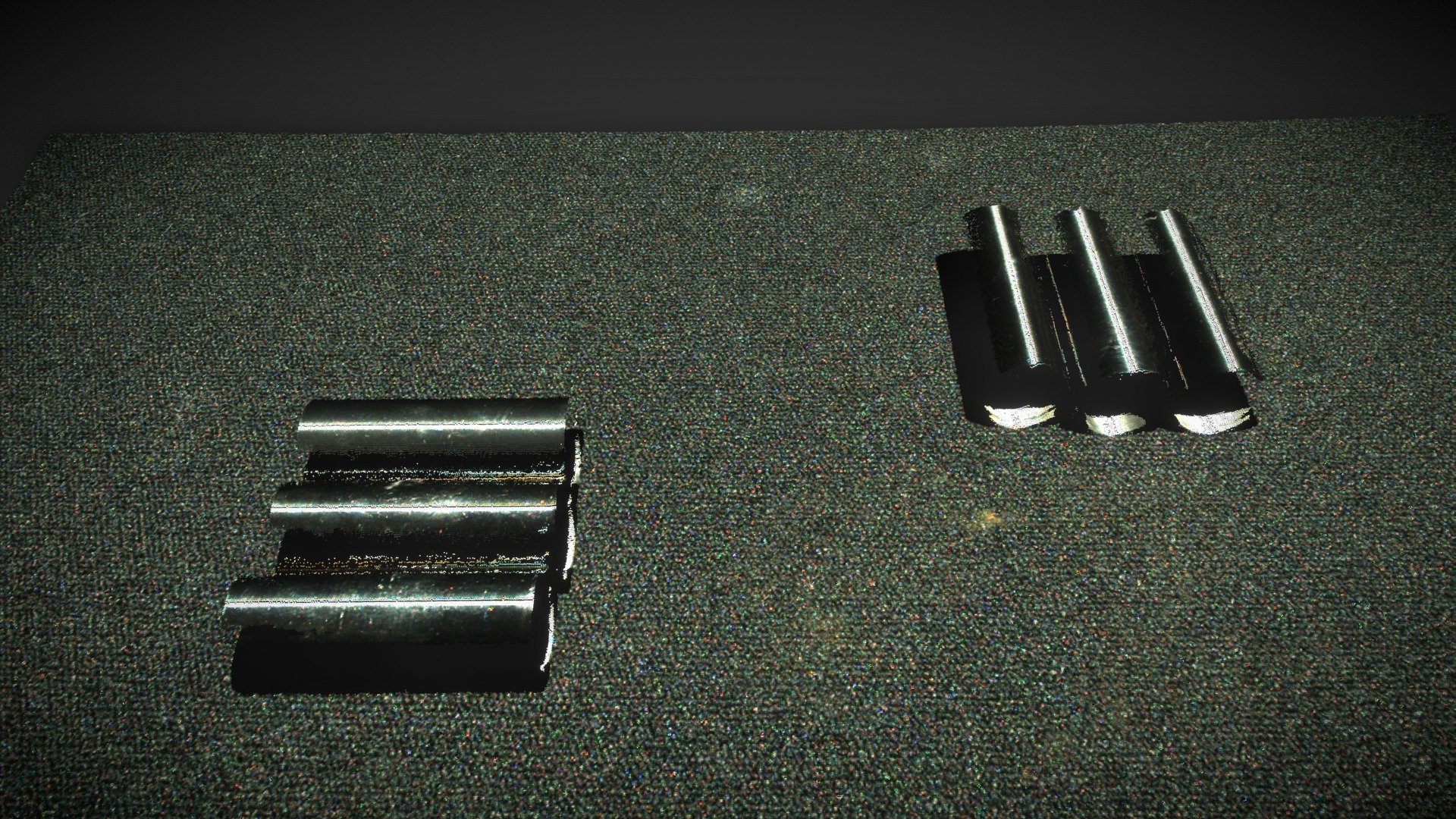 Polished steel cylinders seen from 1m