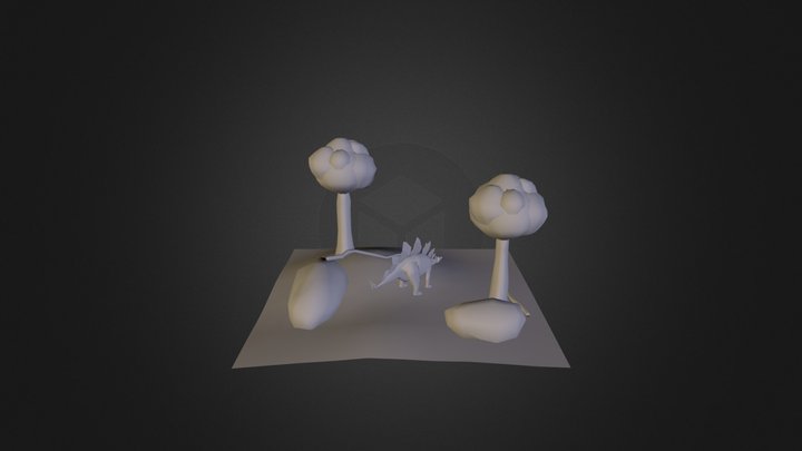 Stegosaurus and Environment 3D Model