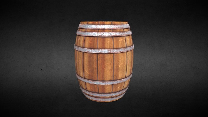 PBR wooden barrel 3D Model