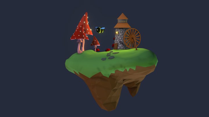 Flying Fairy Island 3D Model