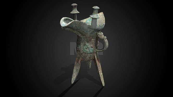 Annotated jue wine vessel, 12th–11th century BCE – Free 3D Model STL