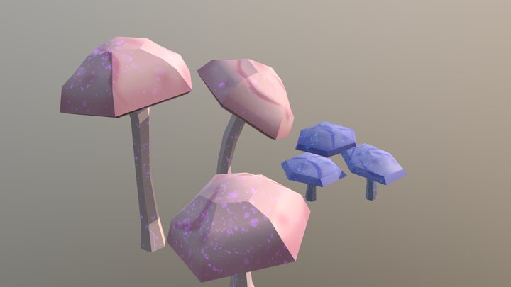 Mushrooms in the light 3D Model