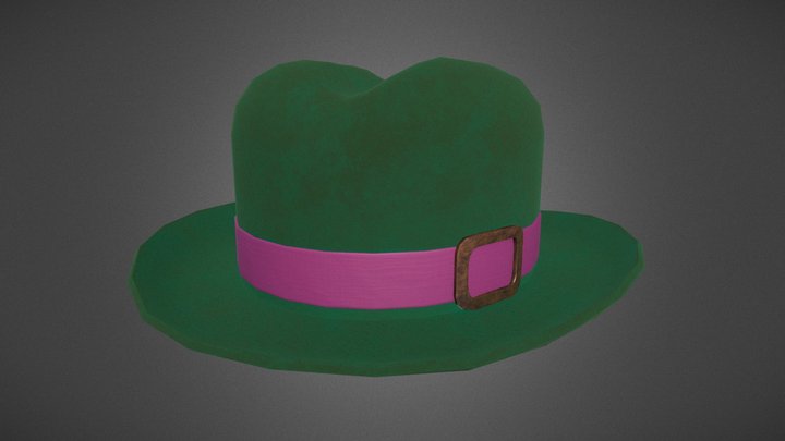 Velvet hat with a buckle 3D Model
