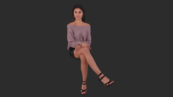 Yasmin Posed 012 - Sitting Elegant 3D Woman 3D Model
