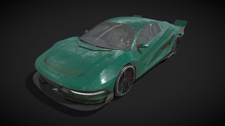 Cyberpunk car - Original design - Animated 3D Model