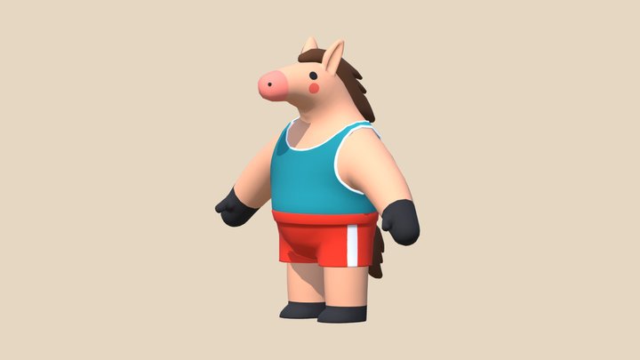 HorseCartoon Horse Character Illustration 3D Model
