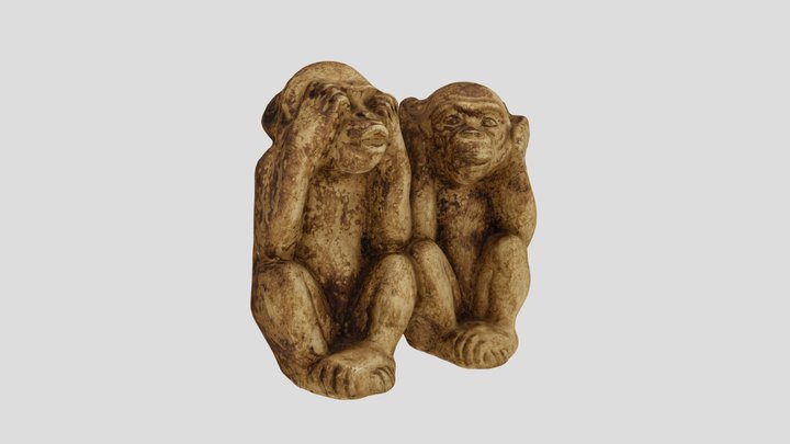 Two Wise Monkeys 3D Model